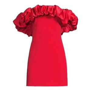Likely Womens Ina Ruffle Off-The-Shoulder Mini Dress Size 6 Scarlette Red